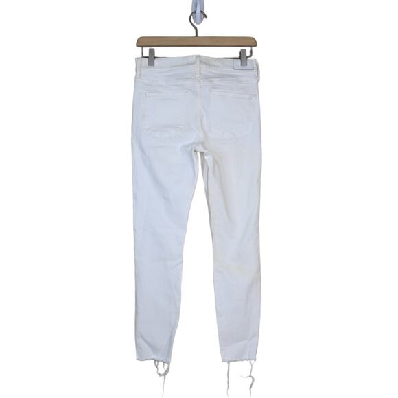 EXPRESS Womens 0 Mid Rise Cropped Legging Side Stripe White Jeans - Picture 2 of 11